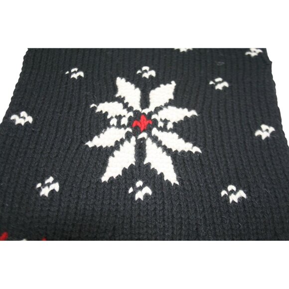 Ralph Lauren Rugby Scarf Wool Blend Snowflake Fair Isle Black Classic Preppy - Picture 2 of 7